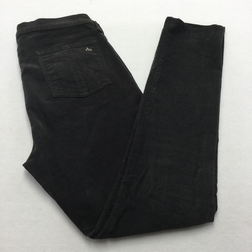 Rag & Bone Skinny Jeans Mens 32x28 Black Dark Wash Corduroy Slim Fit Zip Fly USA